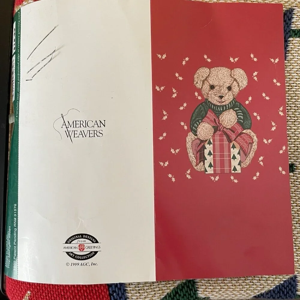 Vintage American Weavers Holiday Throw Blanket Teddy Bear Christmas Woven NEW